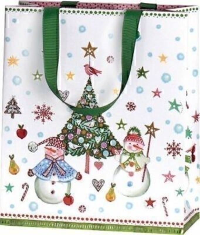 Snowman and Christmas Tree Gift Bag Medium by Stewo